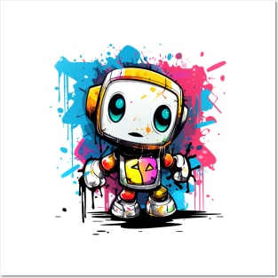 Cute cartoon Robot. Funny cyborg. Posters and Art